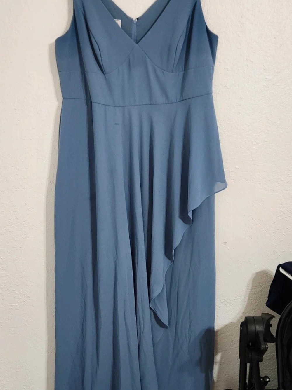 Dusty Blue V-Neck Dress